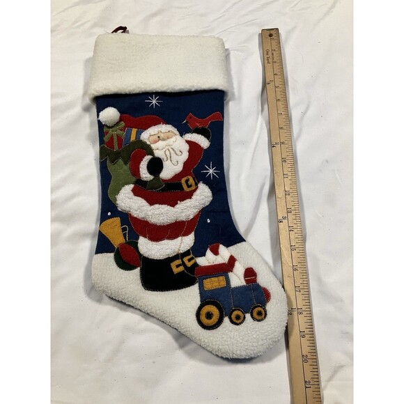 Christmas Stocking Santa Claus And Train 20” Xmas Holiday Decor - Picture 3 of 3